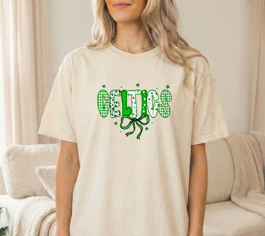 Celtics multi pattern unisex ivory comfort colors tshirt