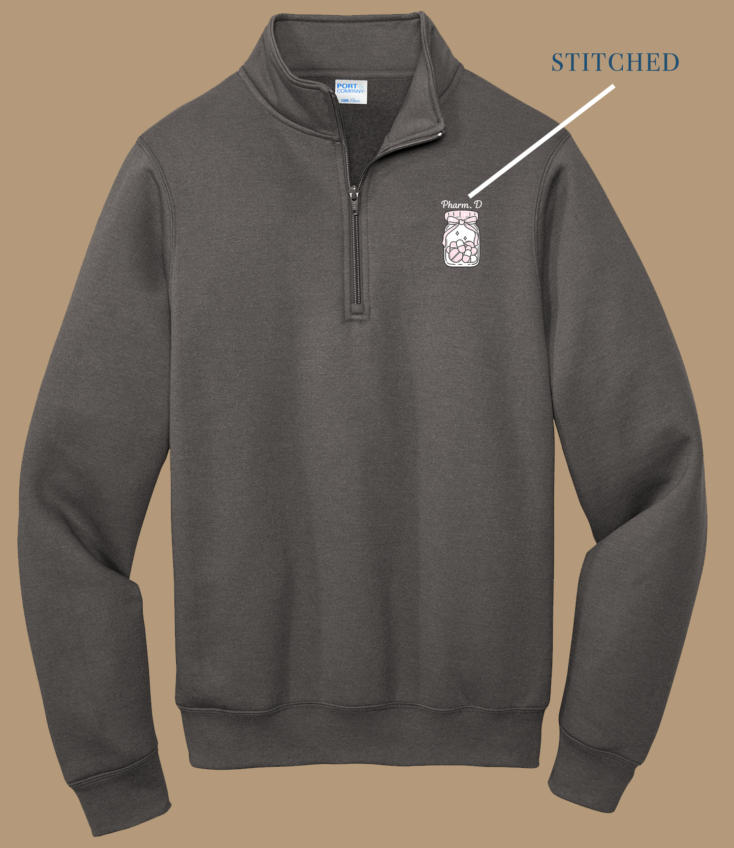 Pharm D Embroidered 1/4 zip Pullover
