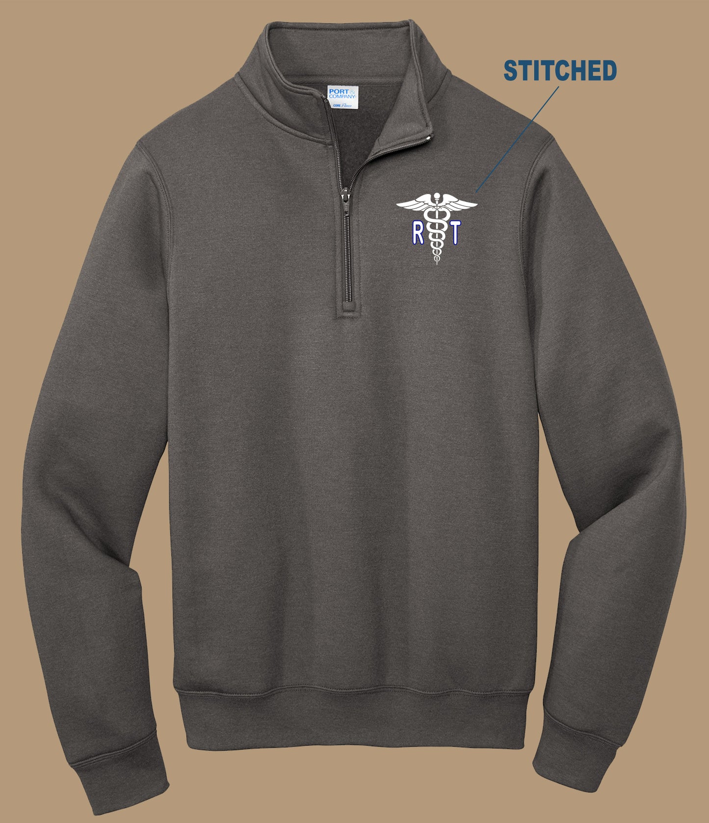 RT Cadeuceus Port & Co. Embroidered 1/4 zip Fleece Pullover