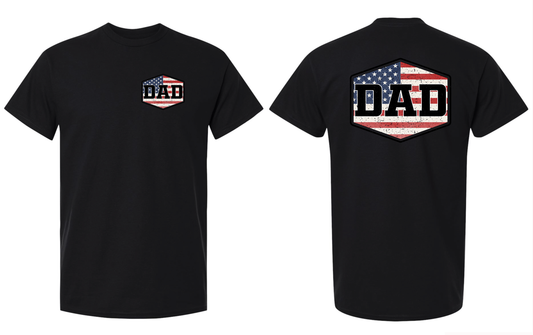 Dad Flag 2 Locations Unisex Black Gildan Tshirt