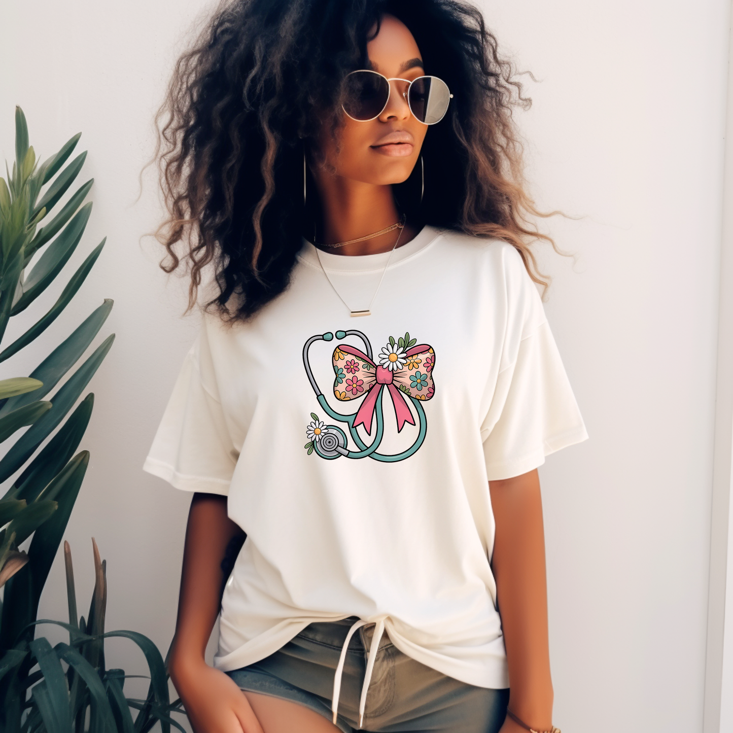 Daisy Stethoscope Ivory Tshirt