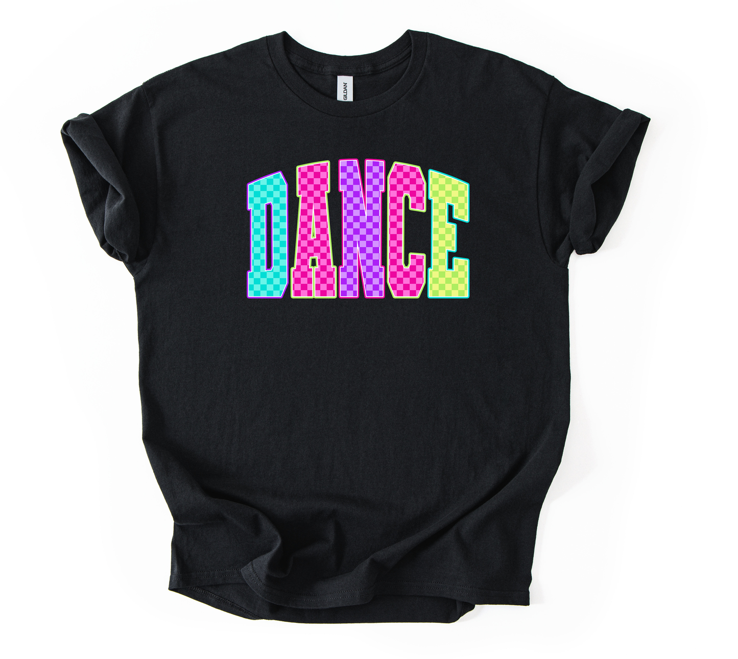 Dance Bright checkered Unisex Black Gildan Tshirt