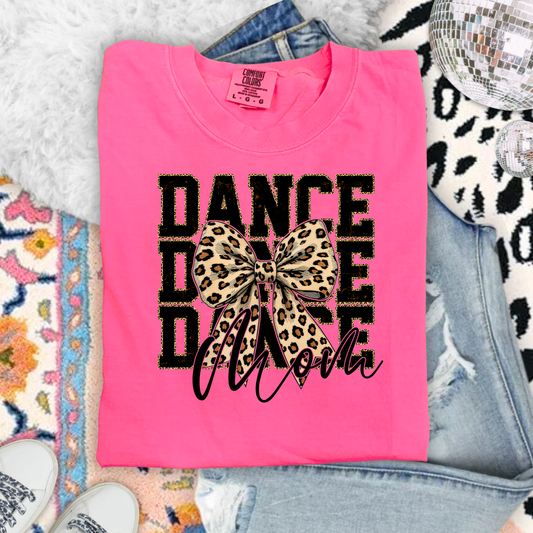 Dance mom leopard Unisex Comfort Colors Neon Pink Tshirt
