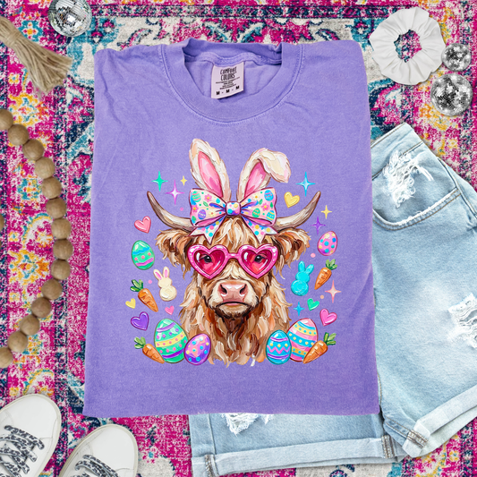 Easter Cow Youth Violet Tshirt