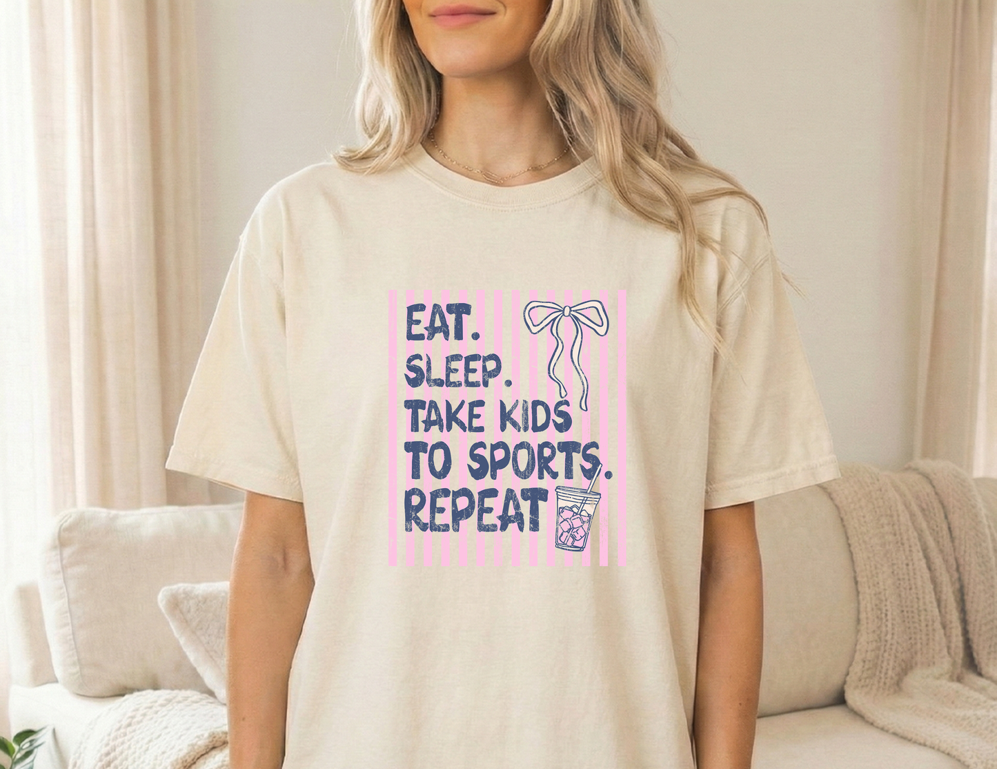 Eat Sleep Sports Ivory Unisex Comfort Colors Tshirt