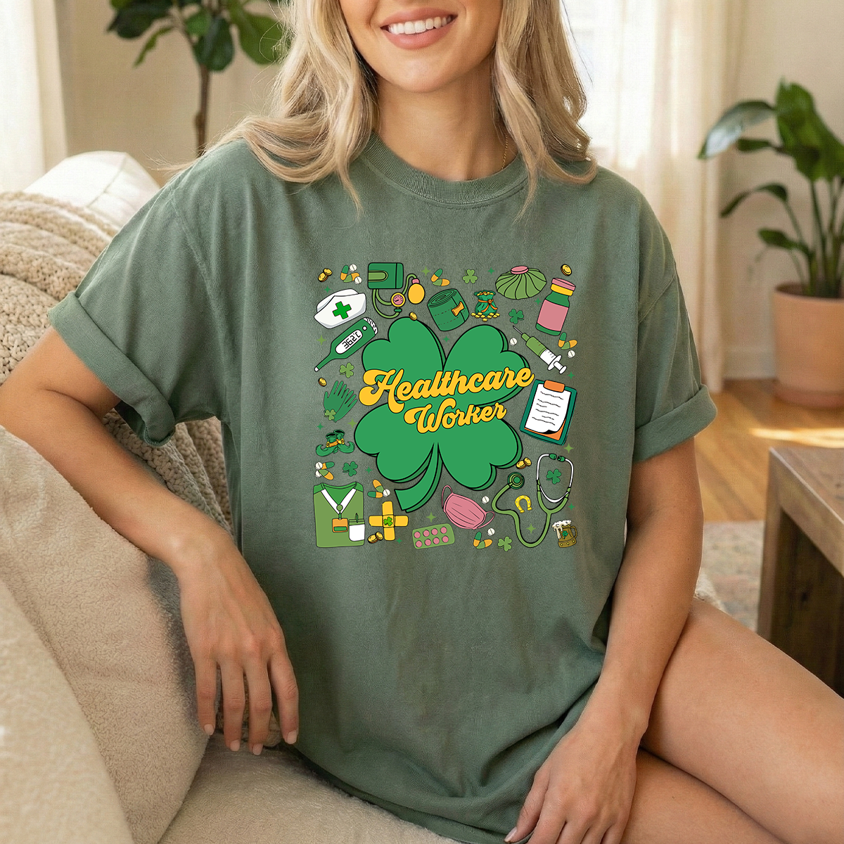 Healthcare st pats moss t shirt