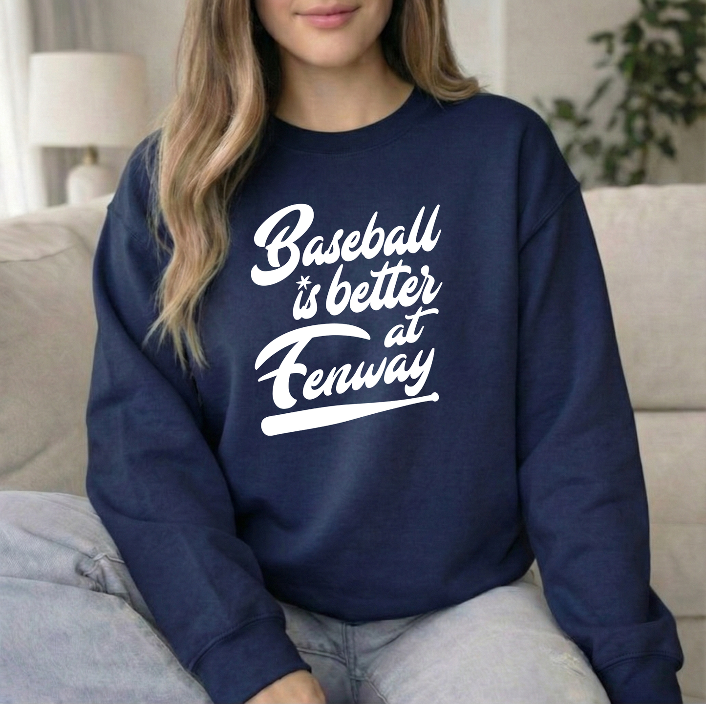 Fenway Navy Unisex Gildan Crew Sweatshirt