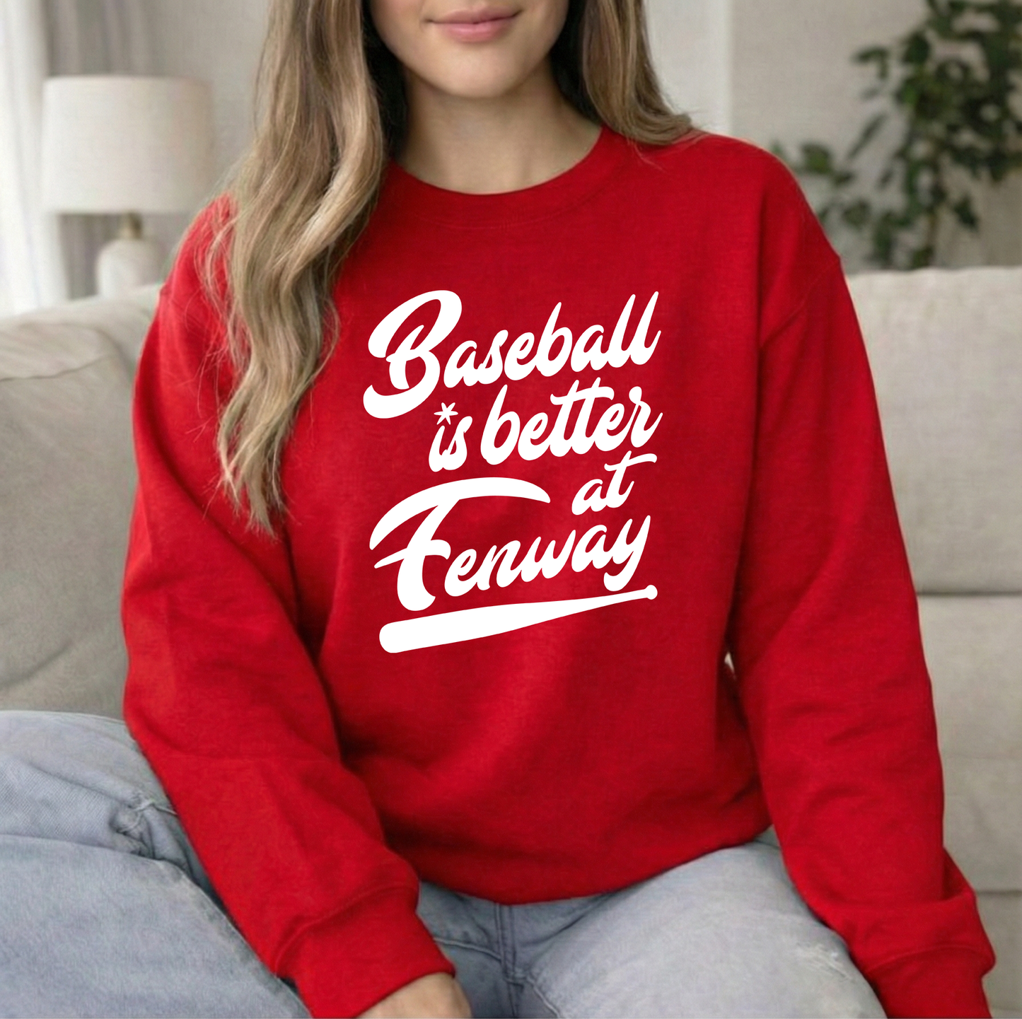 Fenway Red Unisex Gildan Crew Sweatshirt