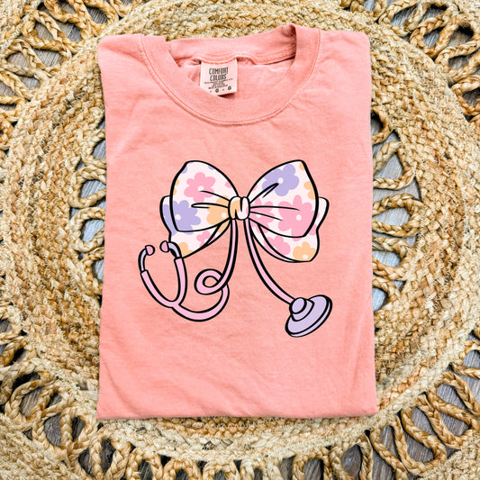 Floral Stethoscope Terracotta Tshirt