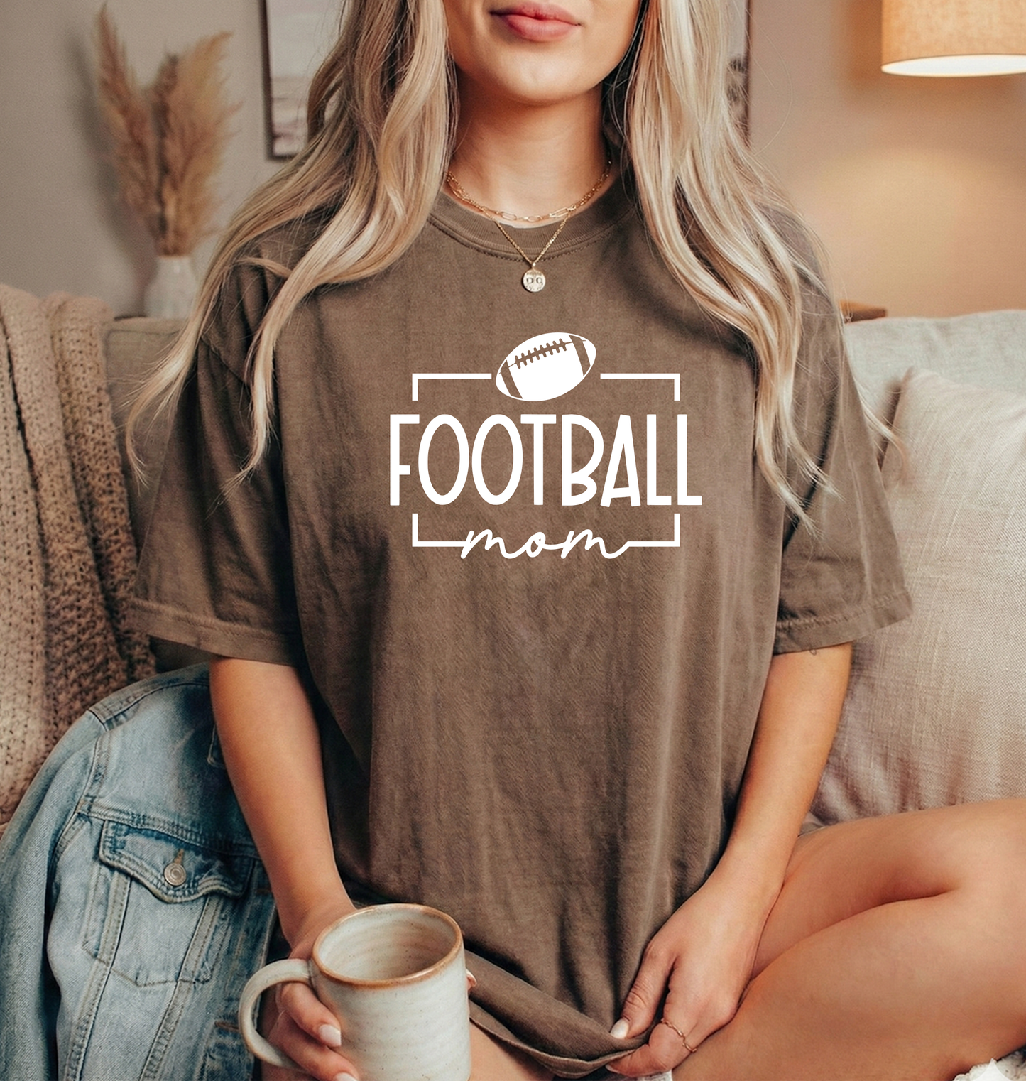 Football mom simple unisex comfort colors espresso t shirt