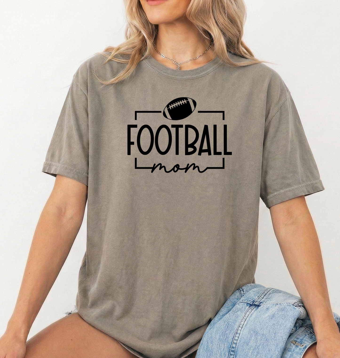 Football mom simple unisex comfort colors khaki tshirt