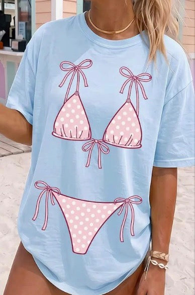 Pink bikini Hydrangea Unisex Comfort colors t shirt