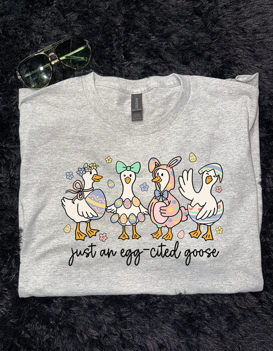 Eggcited Goose Unisex Adult Sports Grey Gildan Tshirt