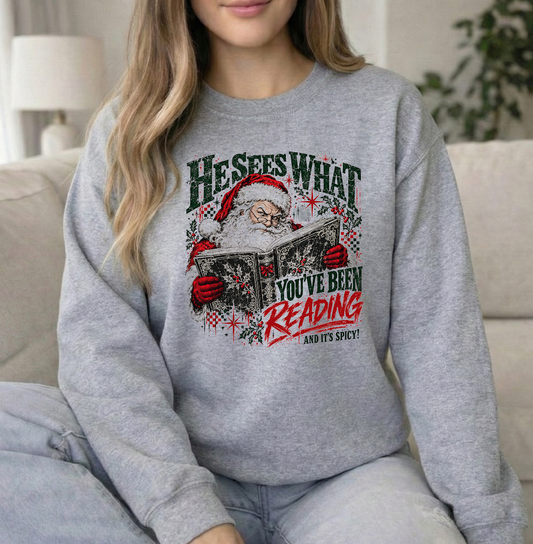 He sees what..Unisex Sports Grey Gildan Crewneck