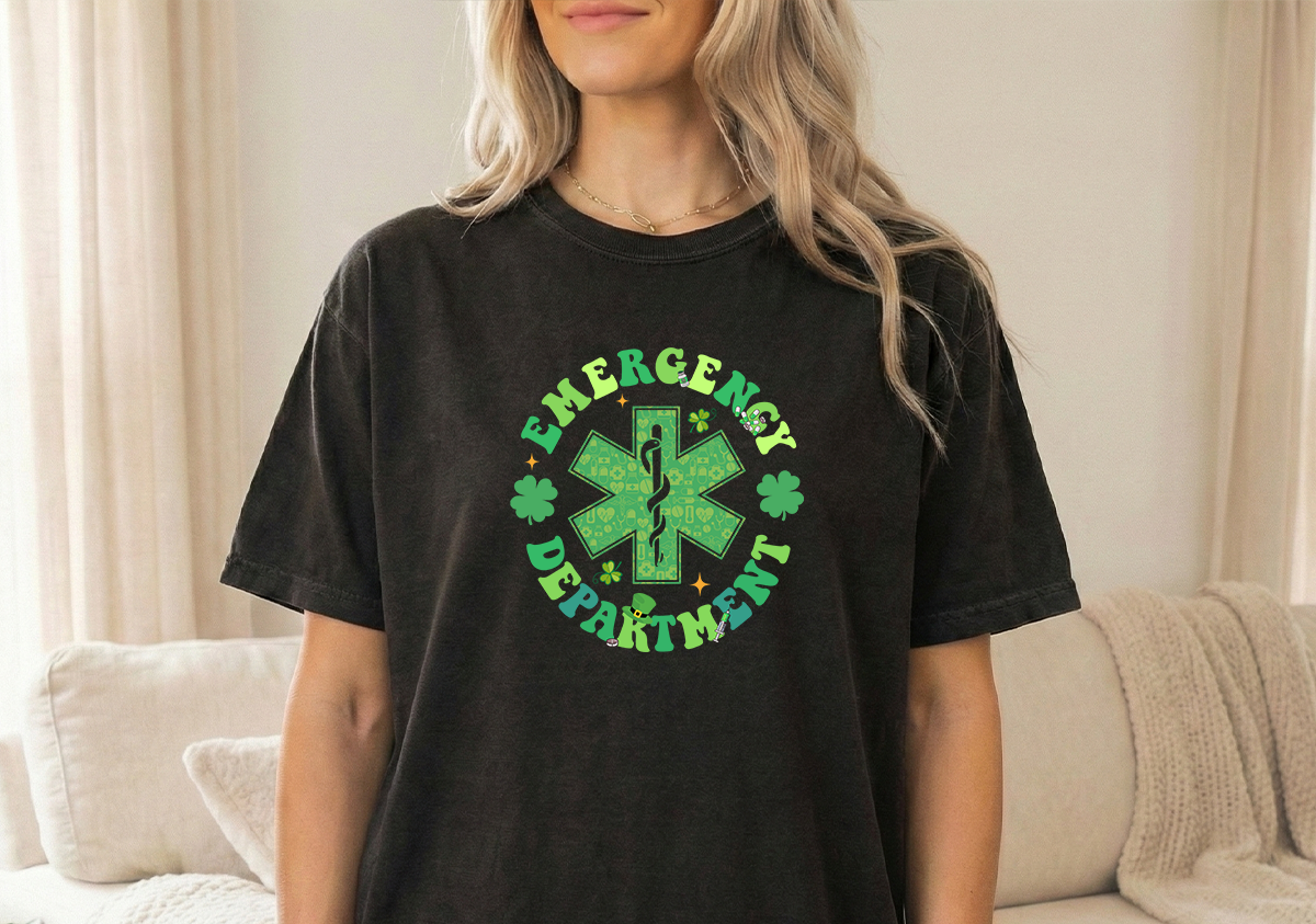 St Pats ER black Tshirt