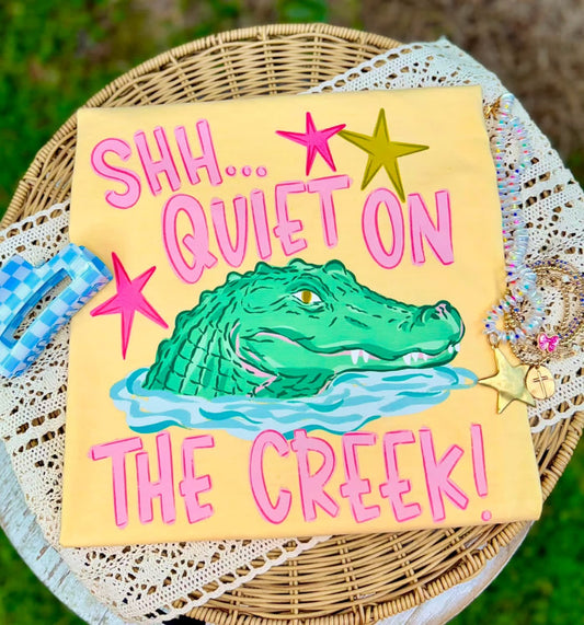 Shh quiet on the creek unisex butter comfort colors t shirt