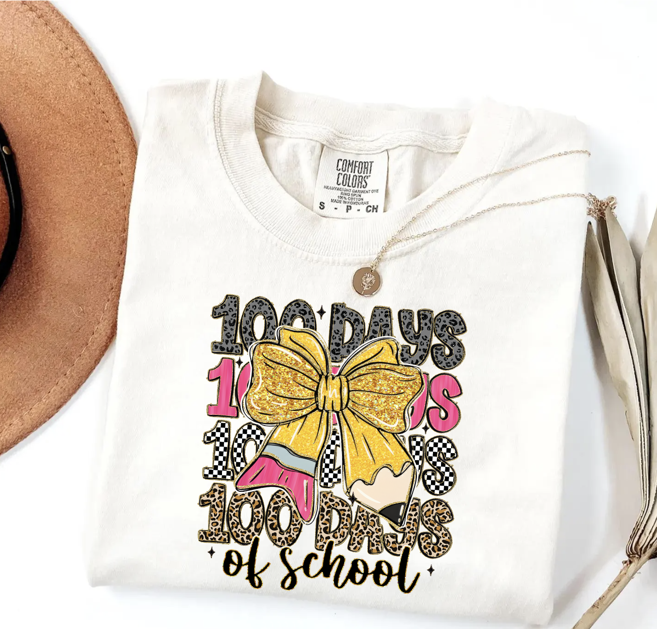 100 days of school bow Ivory Tshirt
