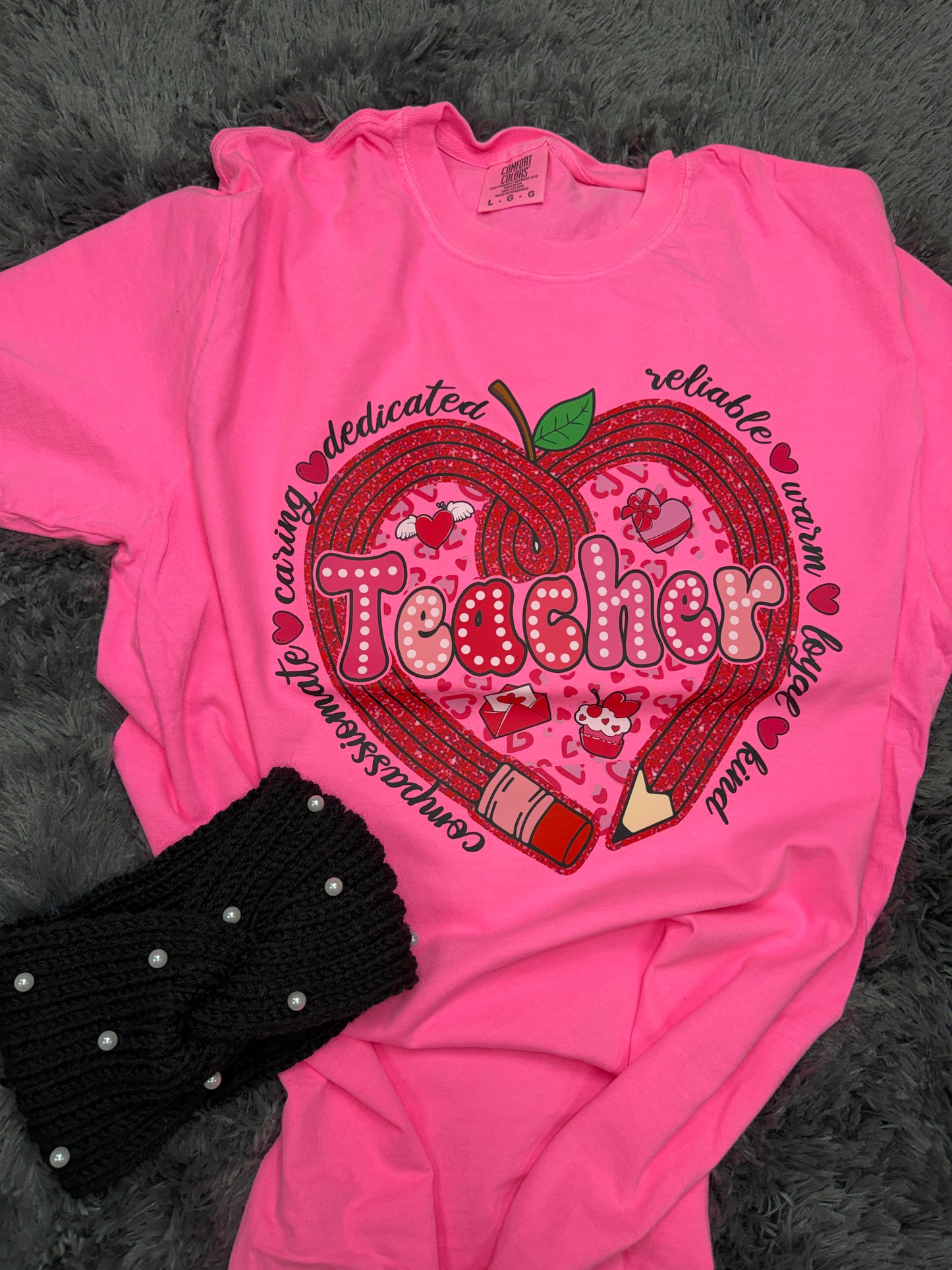 Valentines Teacher Neon Pink T-shirt