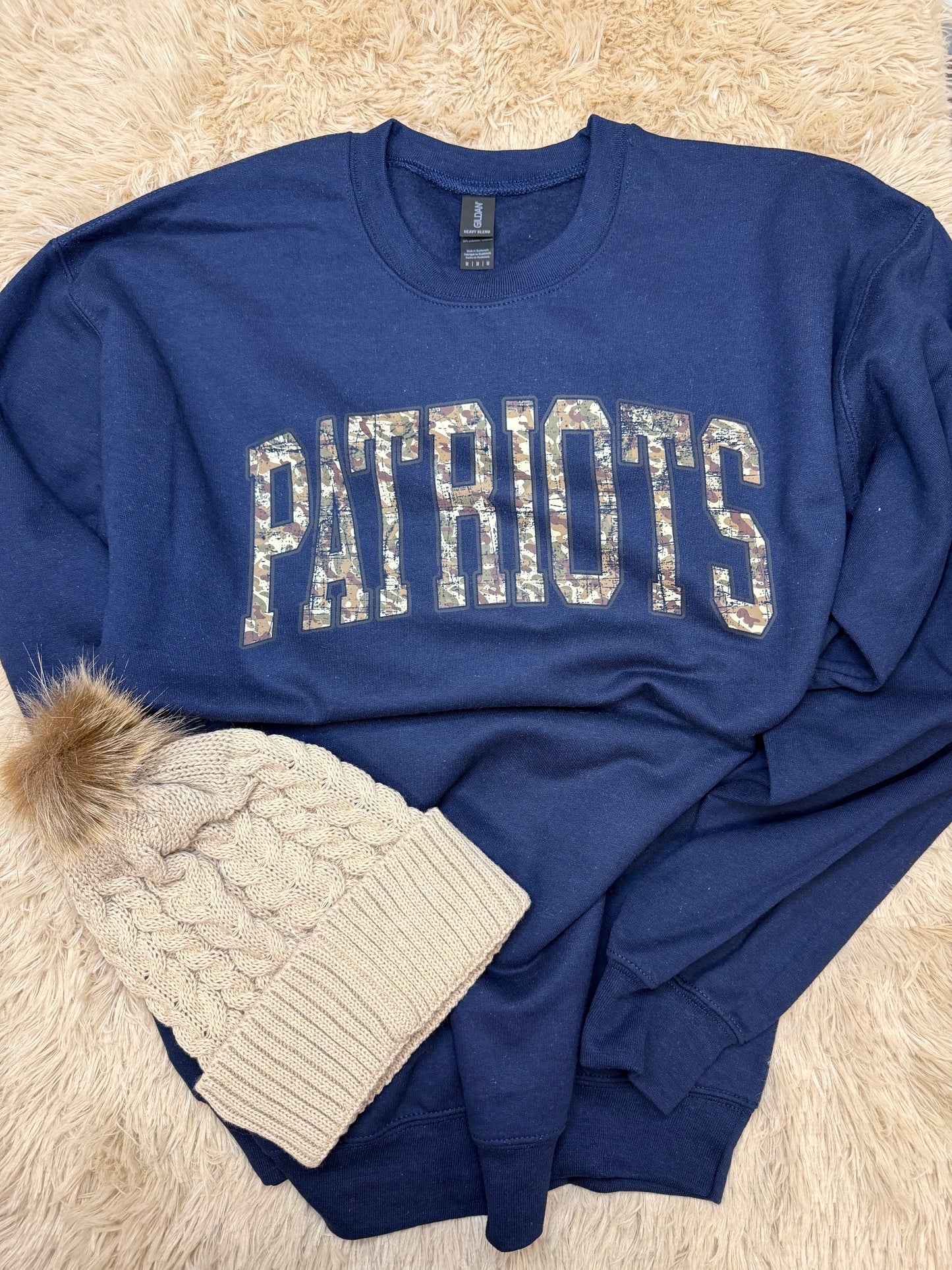 Patriots Camo print Navy Crewneck sweatshirt