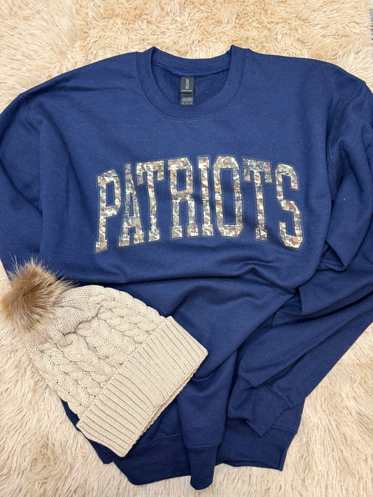 Patriots Camo print Navy Crewneck sweatshirt