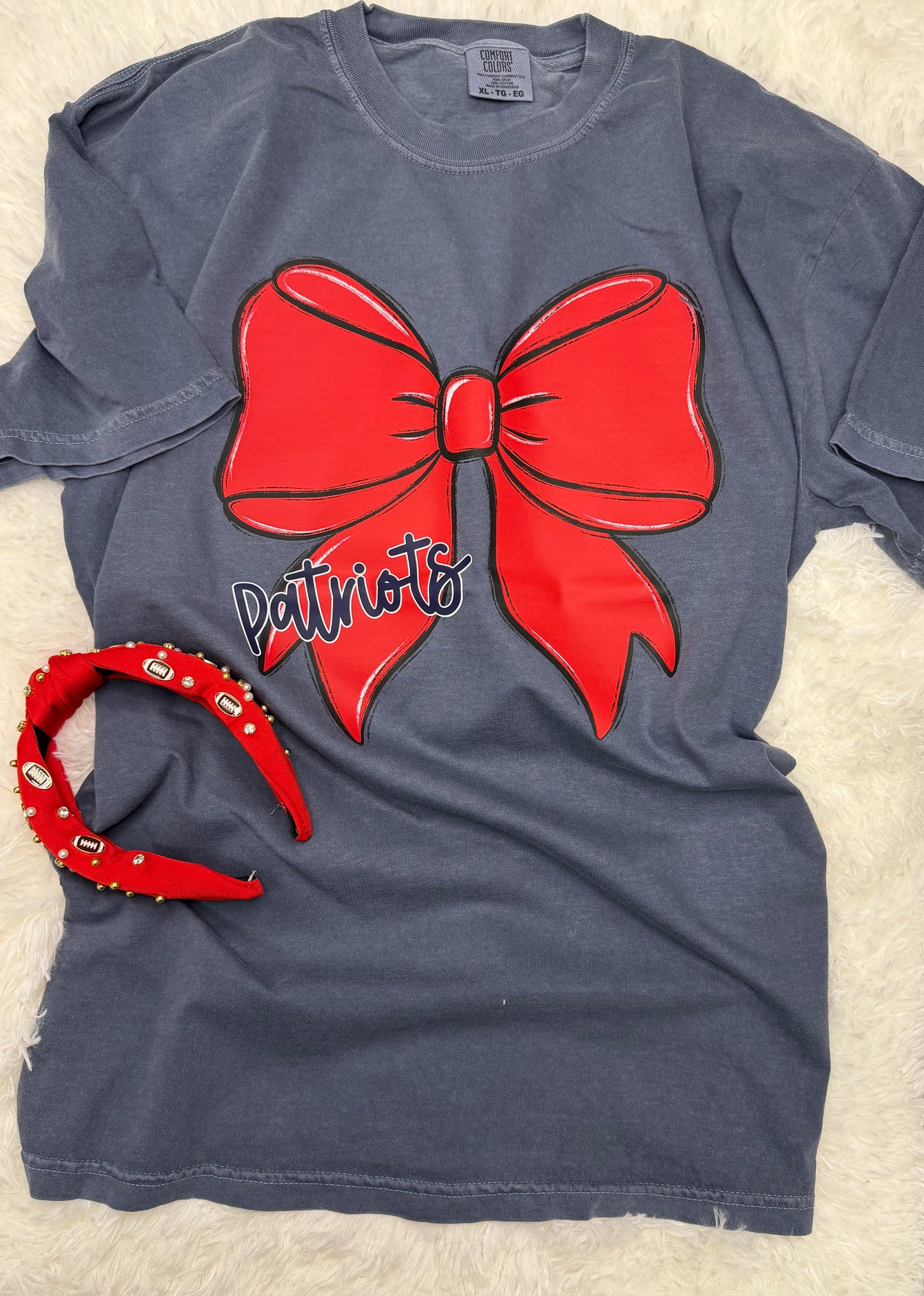 Cute Patriots Bow Denim T-shirt