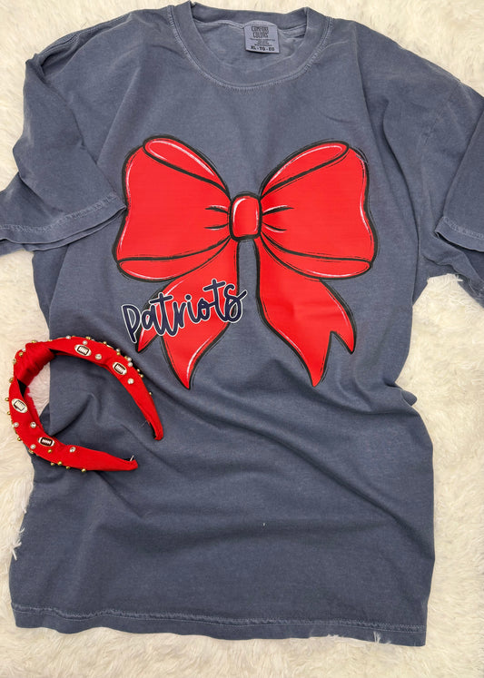 Cute Patriots Bow Denim T-shirt