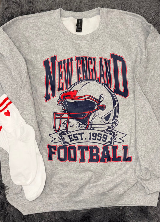 Classic New England Football Sport Grey Crewneck Sweatshirt
