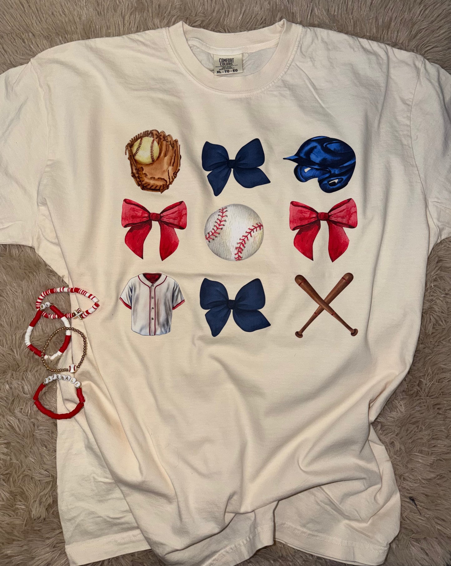 Fun Baseball + Bows Ivory T-shirt