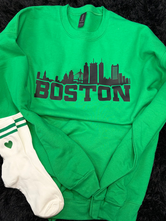 Boston Silhouette Irish Green crewneck sweatshirt