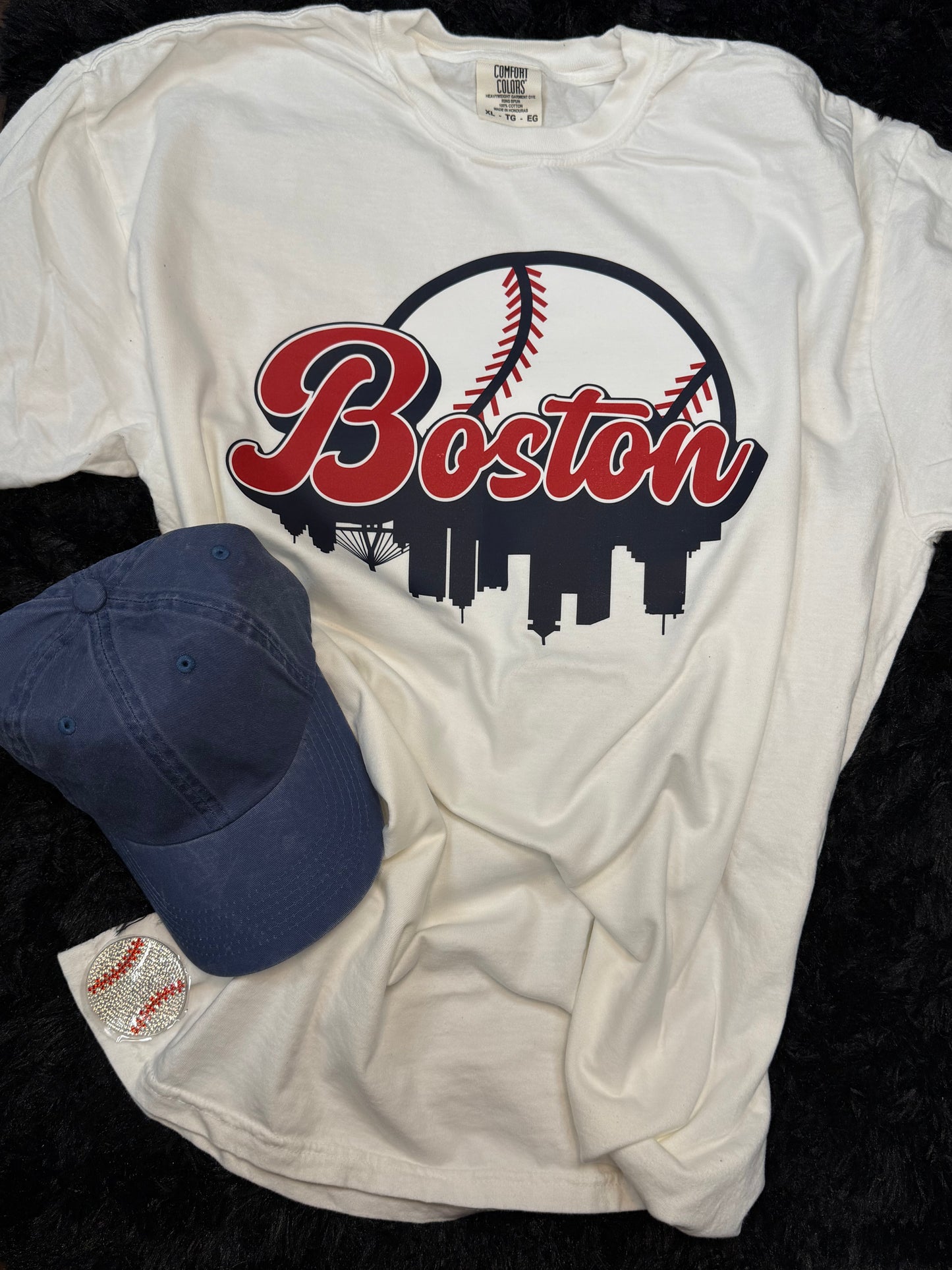 Boston Silhouette White Baseball T-shirt