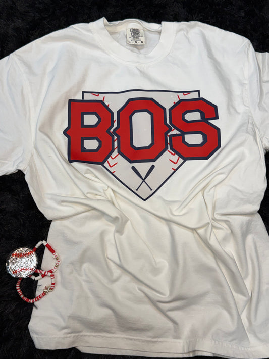 BOS Baseball White T-shirt