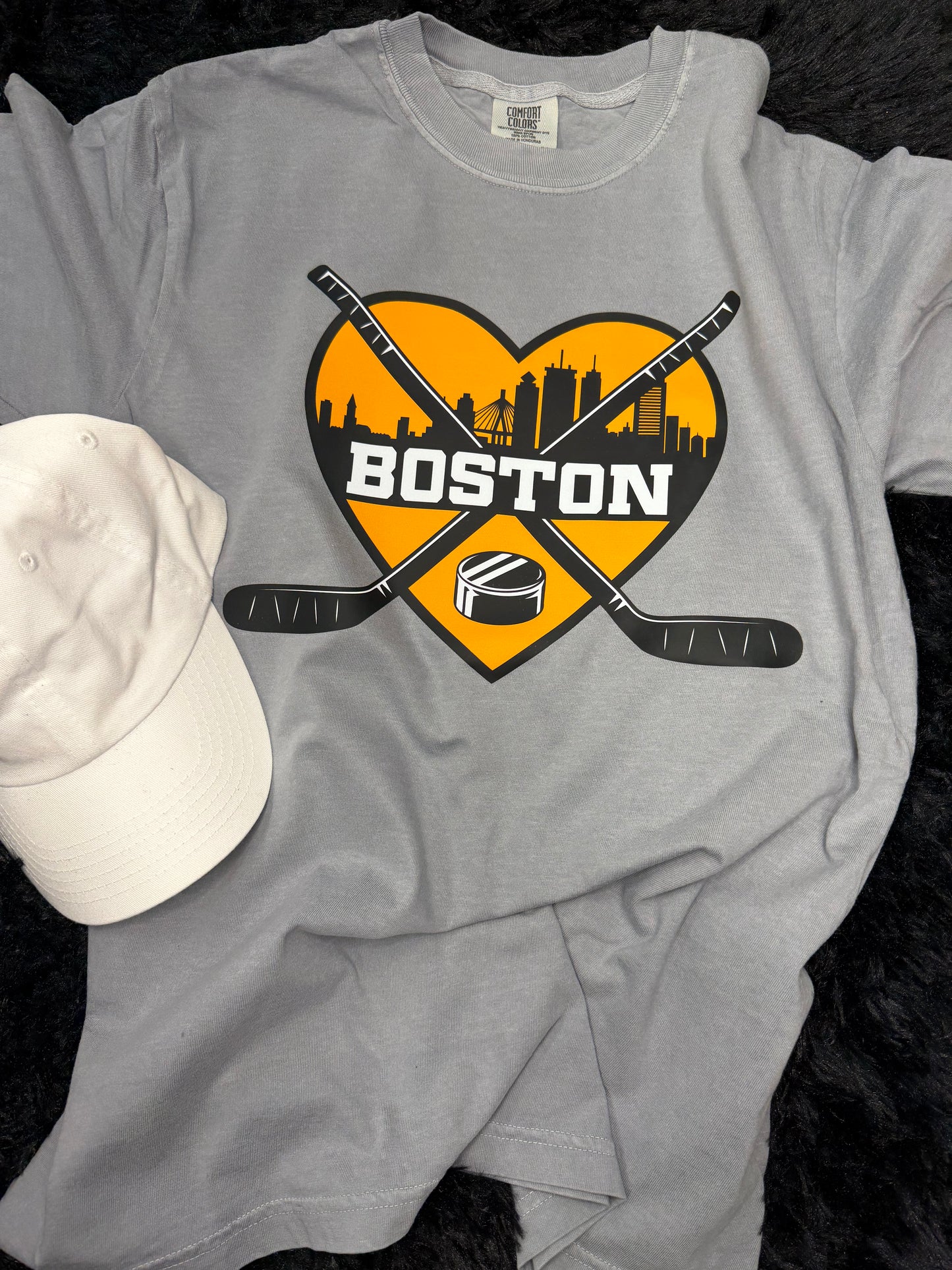 Boston Hockey Heart Grey Tshirt