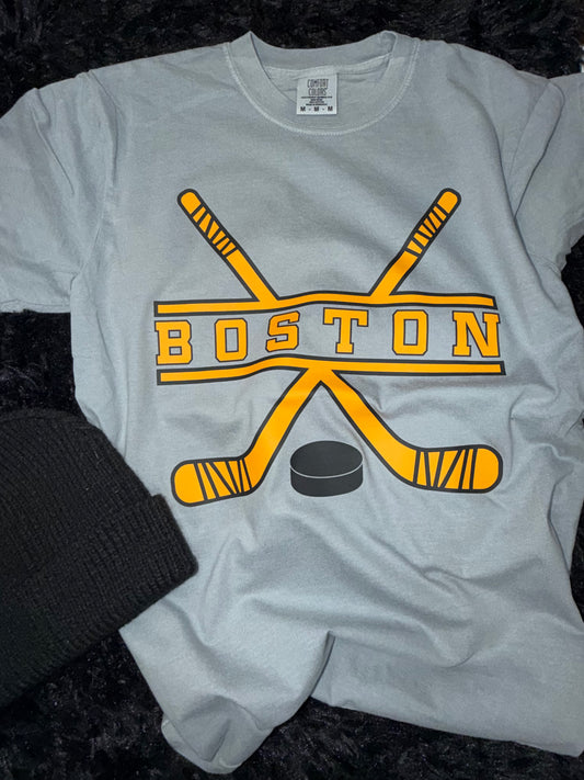 Boston Hockey Stick Grey Tshirt