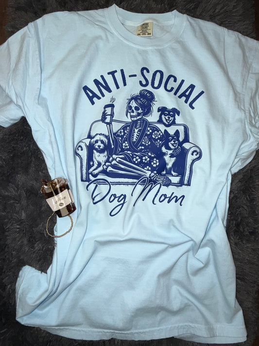 Anti-Social dog mom Chambray Tshirt