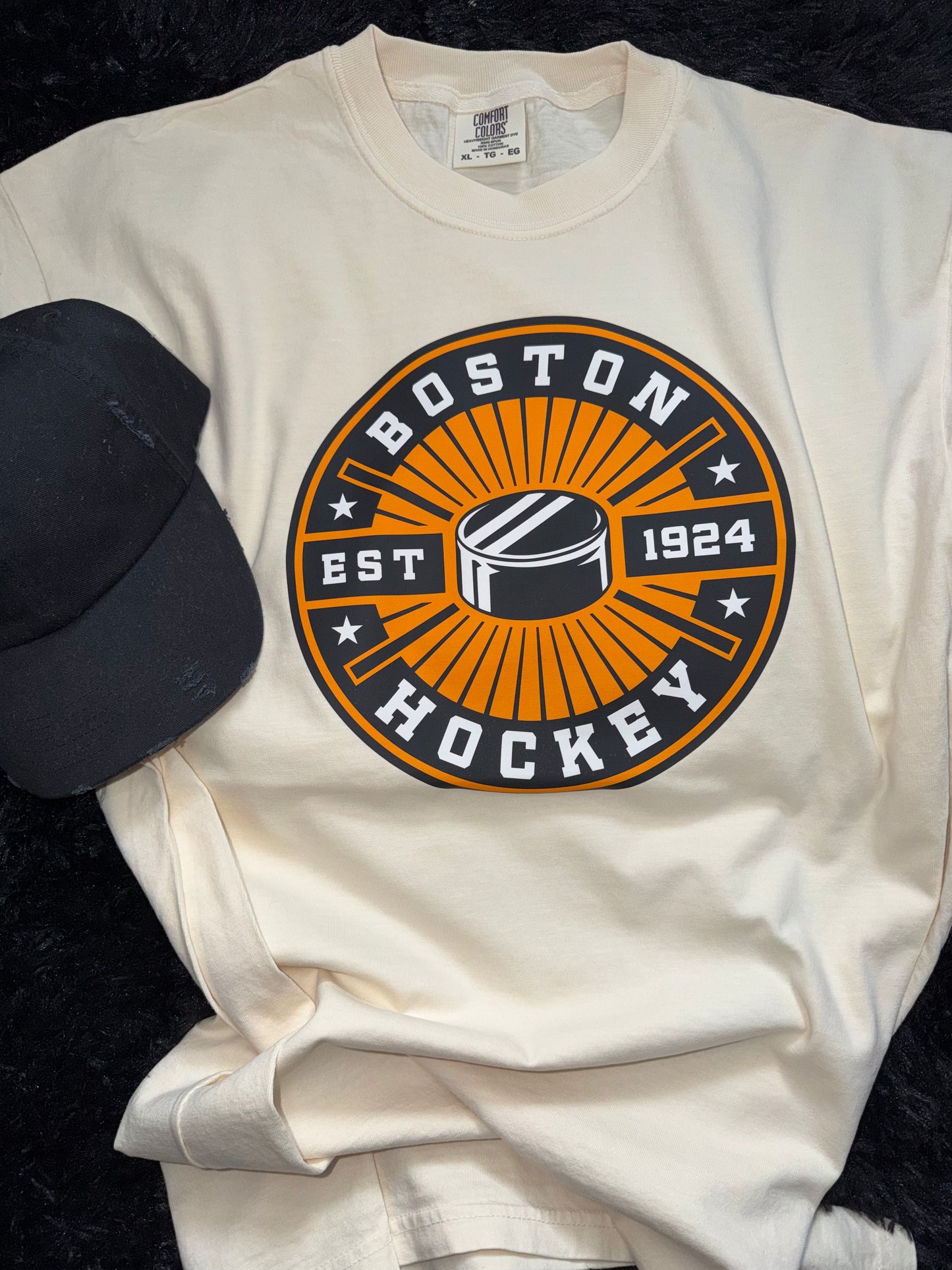 Boston Hockey Puck Ivory Tshirt