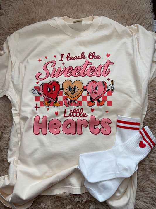 Teach Sweetest Little hearts Ivory Tshirt