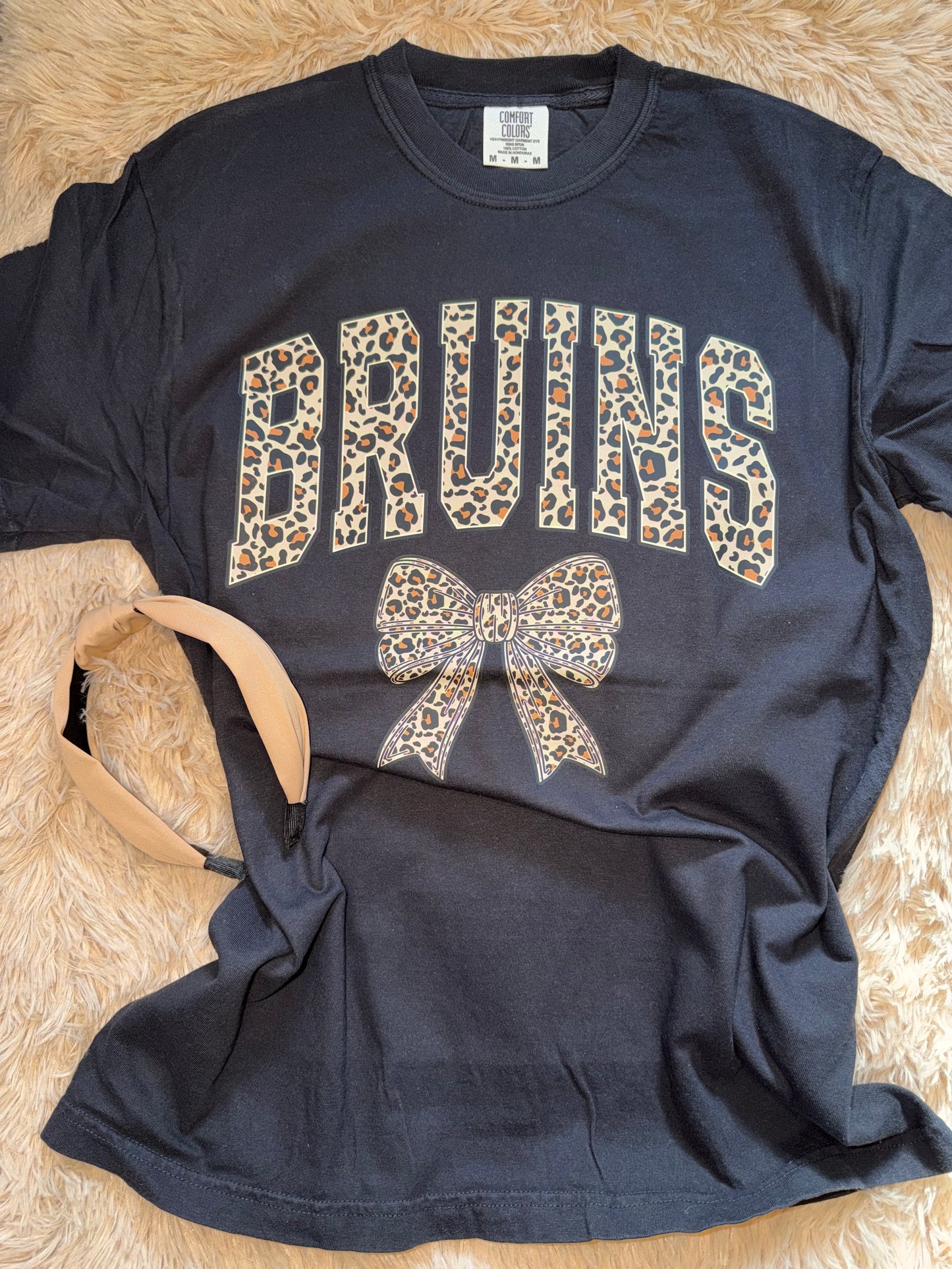 Bruins Leopard Print Black Unisex Comfort Colors Tshirt