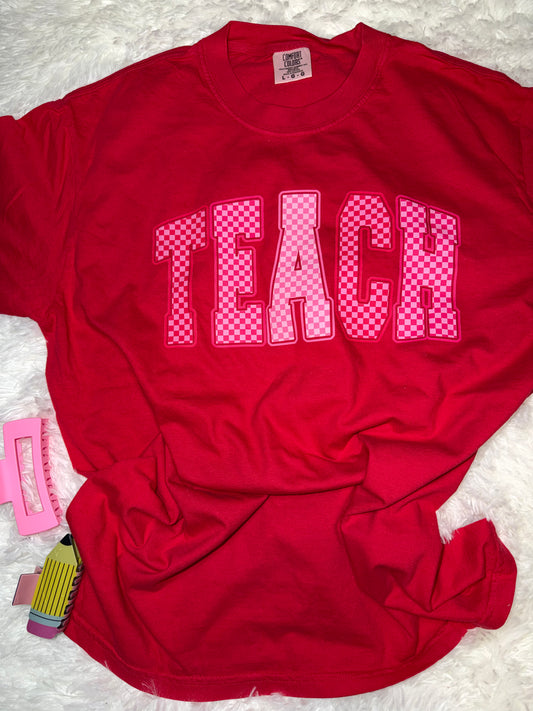 Teach Checkered Red Tshirt
