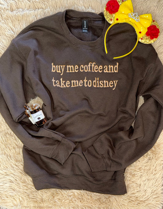 Coffee Embroidered Unisex Gildan Dark Choc Crew Sweatshirt