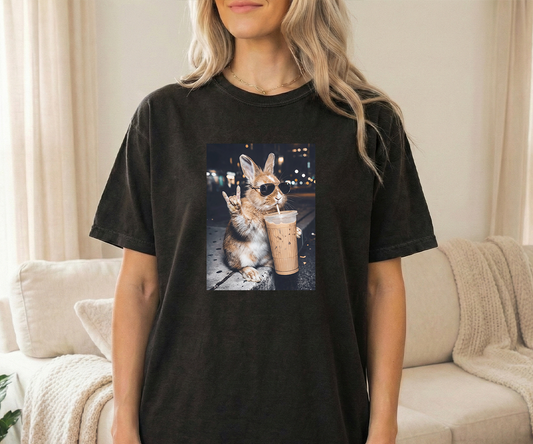 Bunny Ice Coffee Black Tshirt