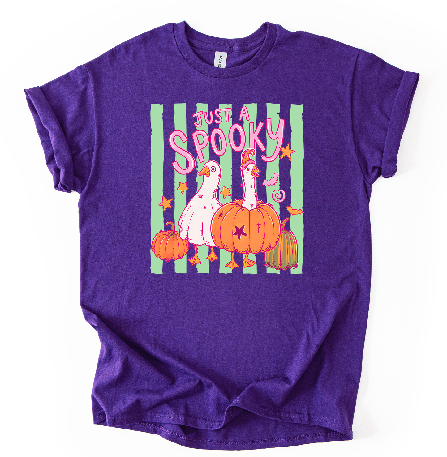 Just a Spooky Goose Unisex Purple Gildan Tshirt