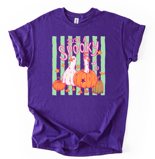 Just a Spooky Goose Unisex Purple Gildan Tshirt