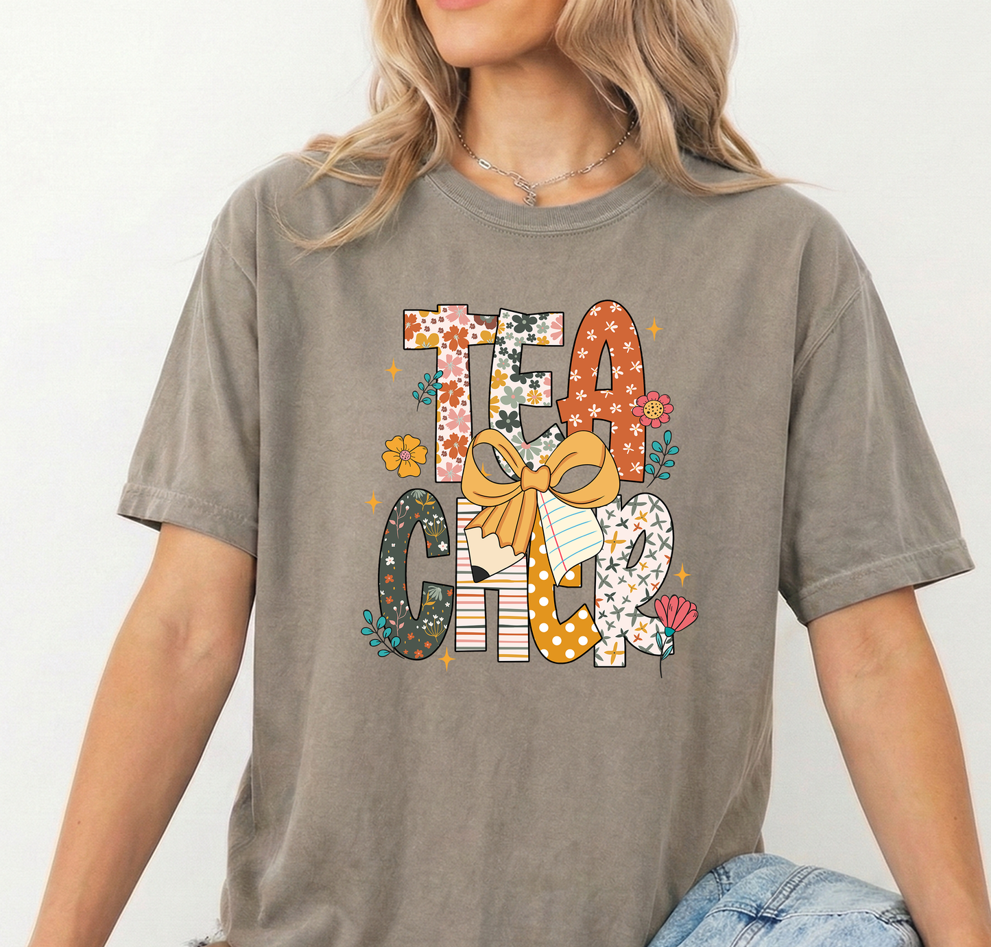 Teacher fall Khaki Unisex Comfort Colors Tshirt