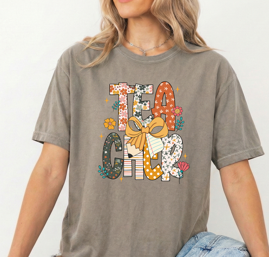 Teacher fall Khaki Unisex Comfort Colors Tshirt
