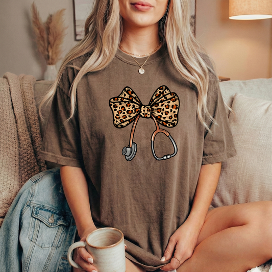 Leopard Stethoscope Espresso Tshirt
