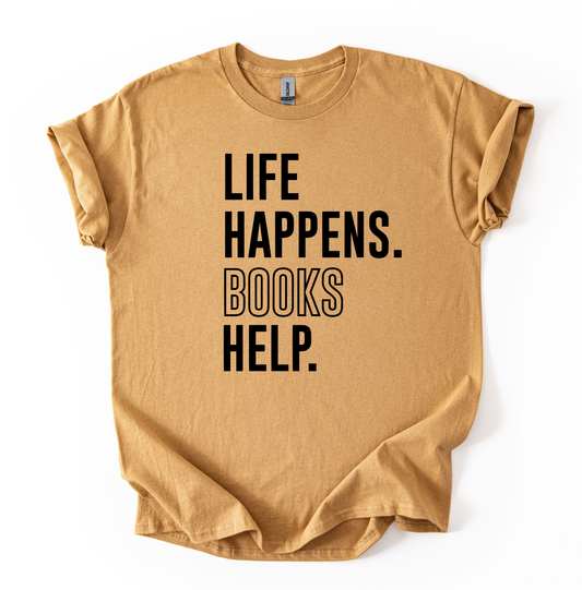 Life happens Old Gold Gildan Unisex Tshirt