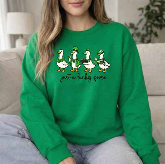 Lucky Goose Black Irish Green Crew Sweatshirt