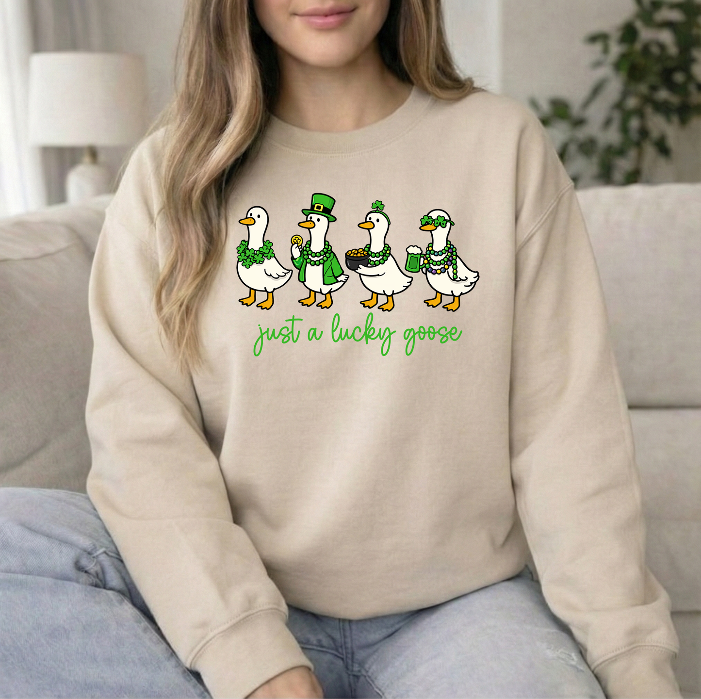 Lucky Goose Green Sand Crew Sweatshirt