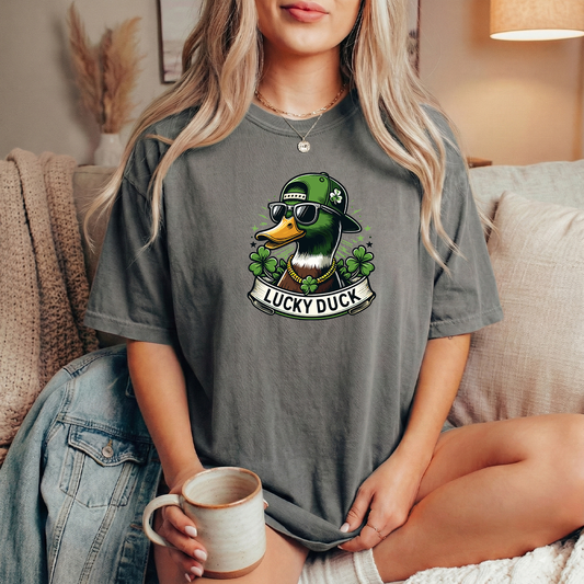 Lucky duck grey t shirt