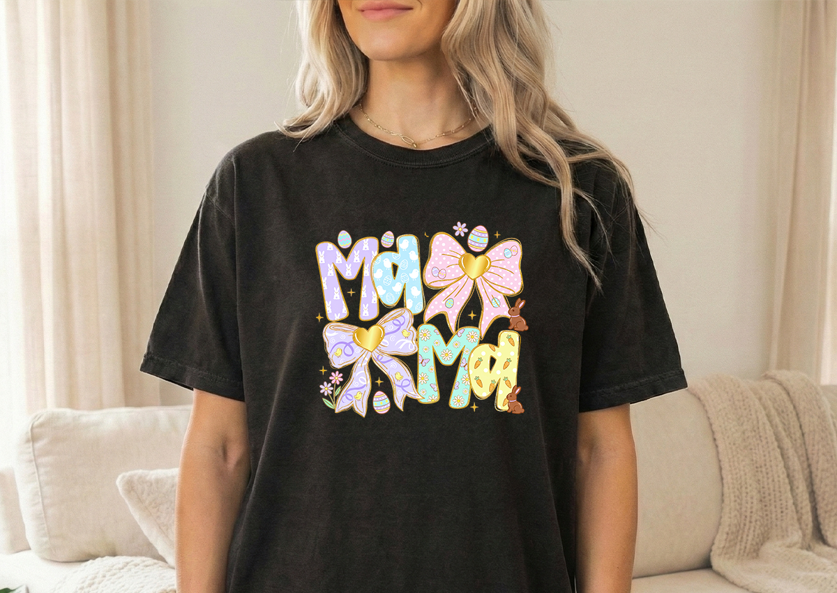 Mama Easter Themed Black Tshirt